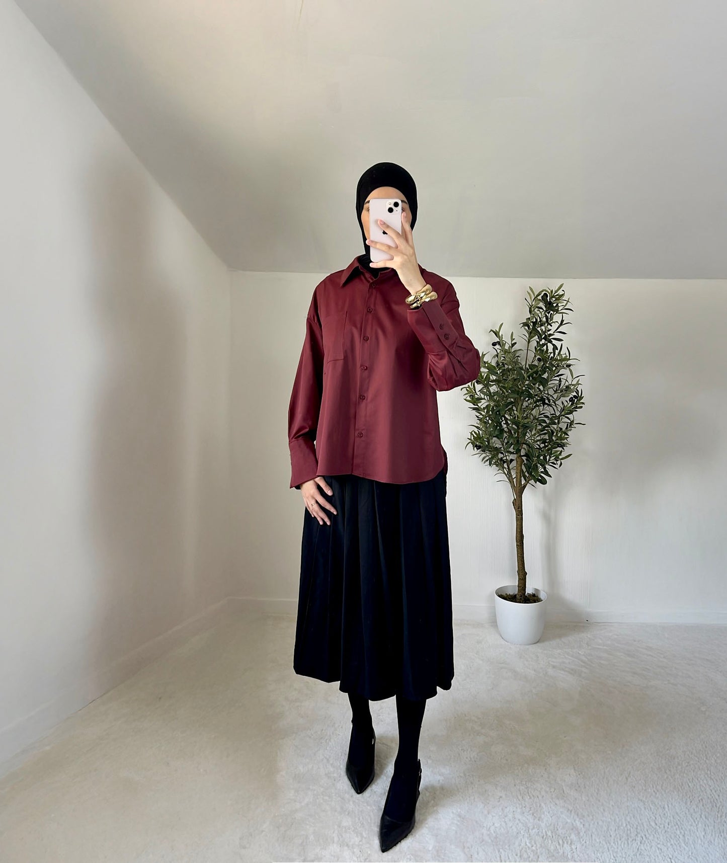 Chemise oversize bordeaux