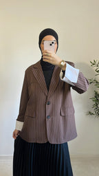 Blazer Rayé Marron Oversize