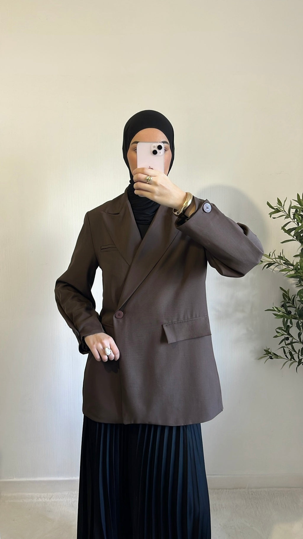 Blazer Croisé Marron Oversize