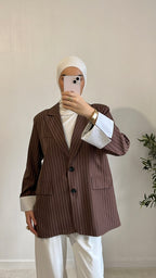 Blazer Rayé Marron Oversize