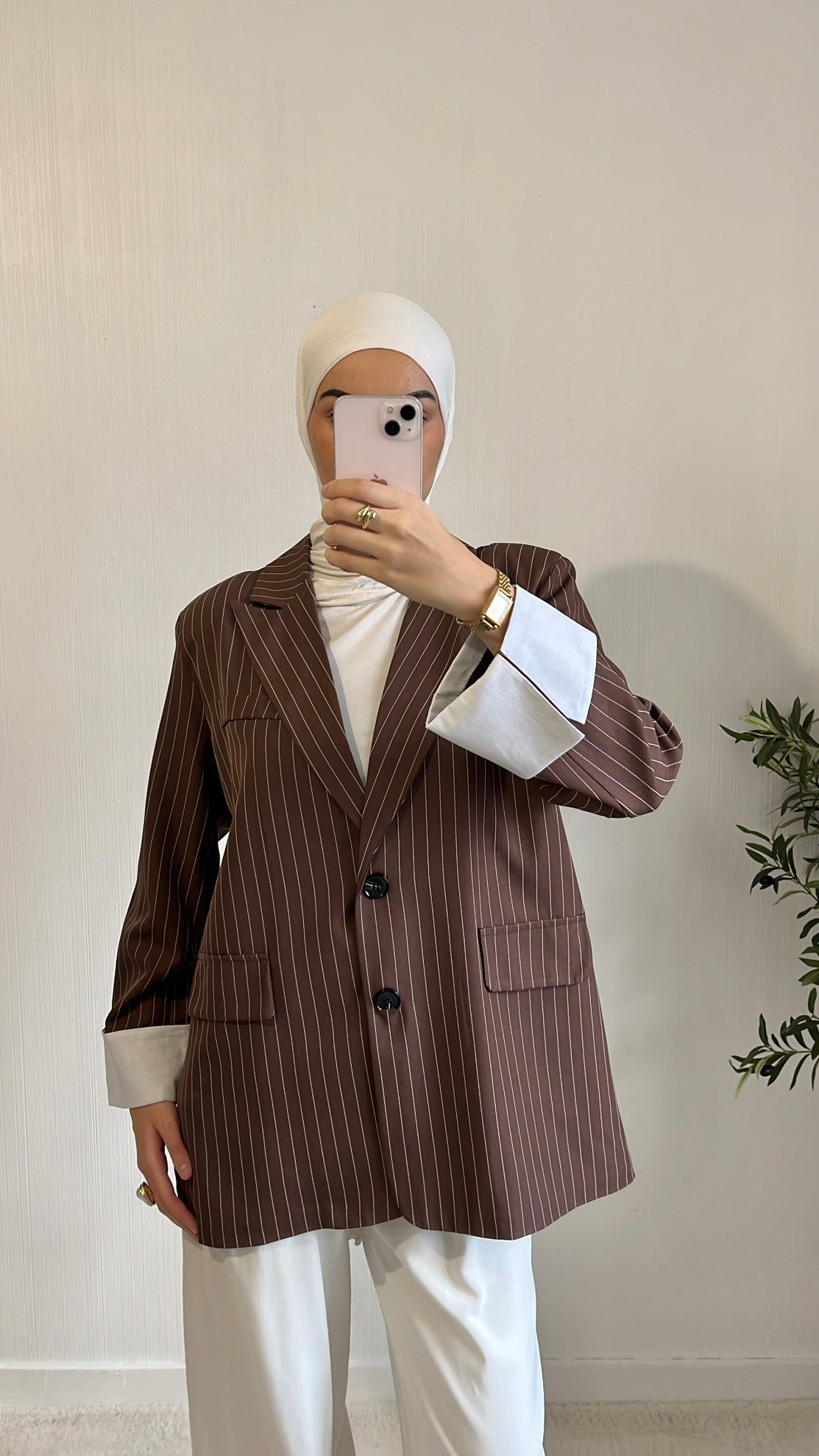 Blazer Rayé Marron Oversize
