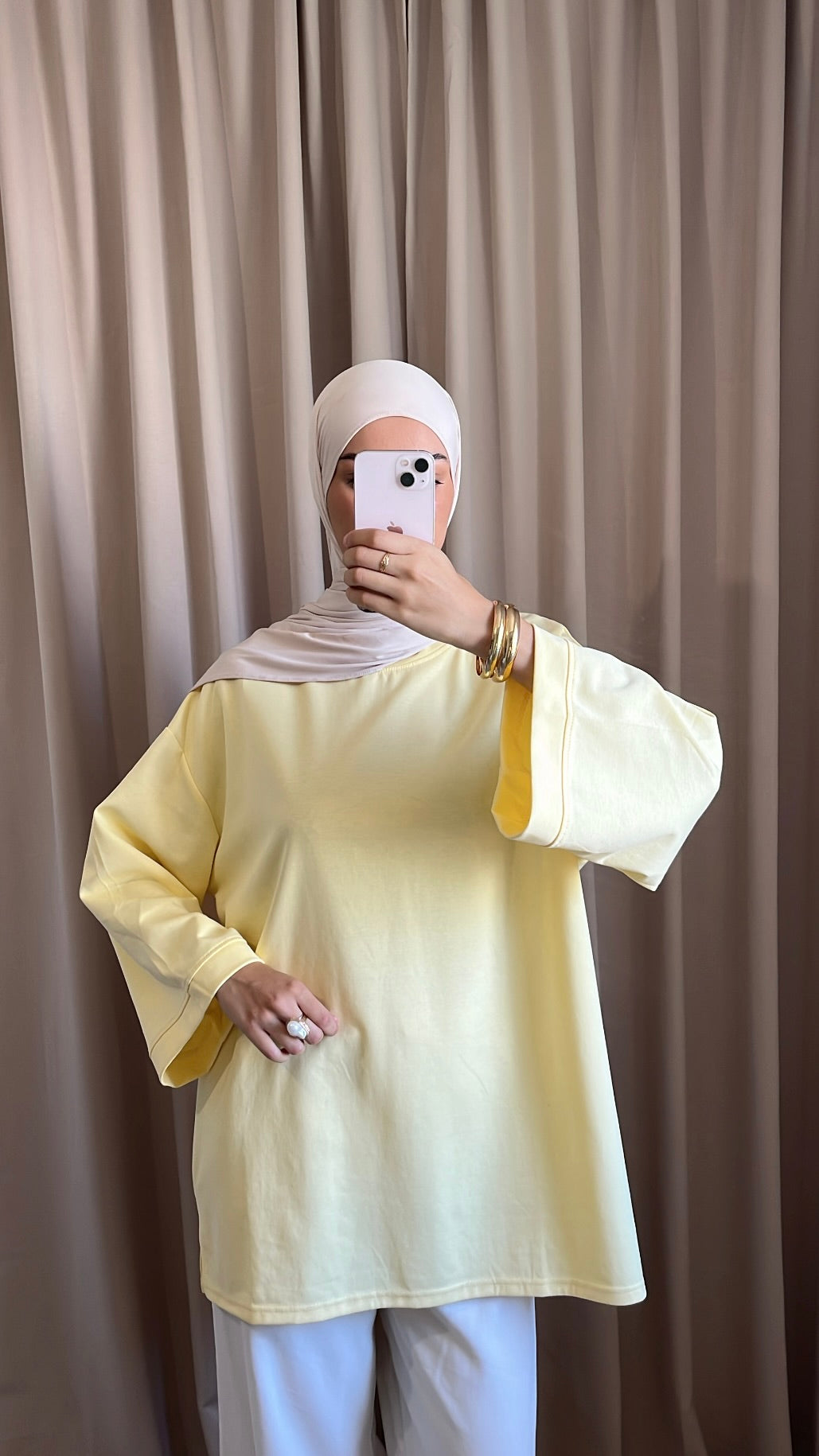 Pull Oversize Coton Jaune