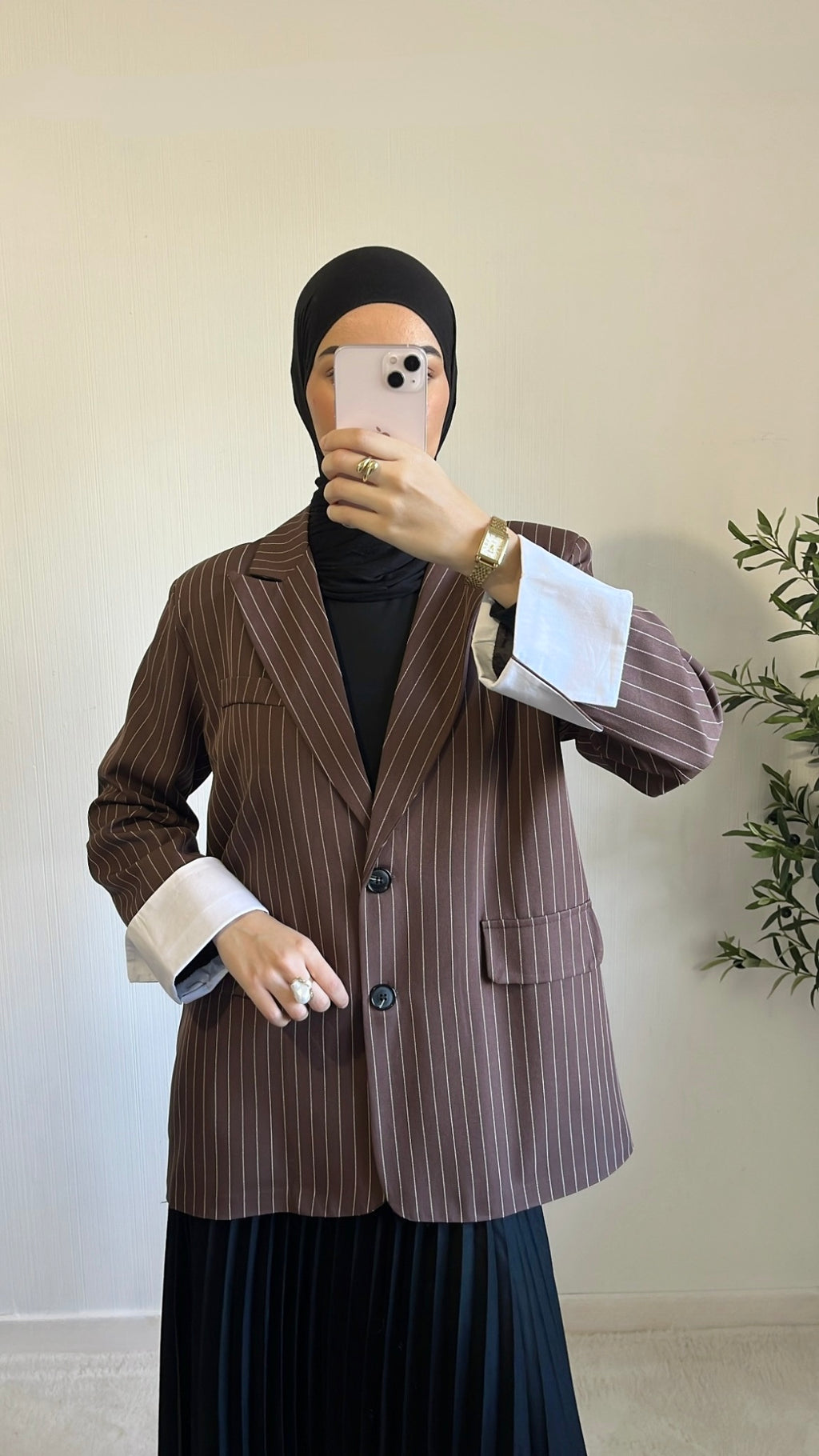 Blazer Rayé Marron Oversize