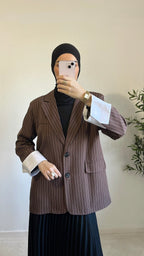Blazer Rayé Marron Oversize