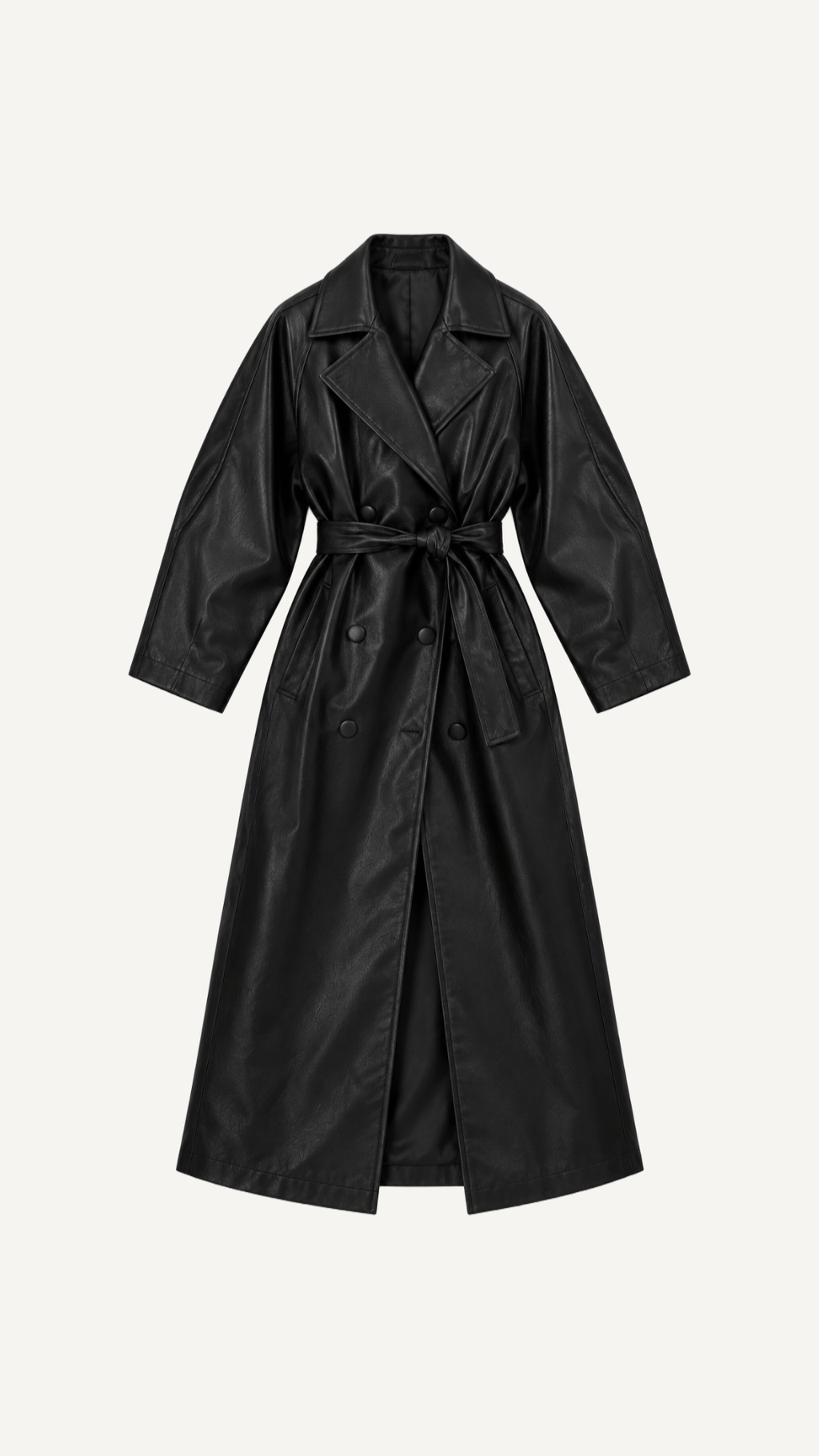 Trench Long Similicuir Noir