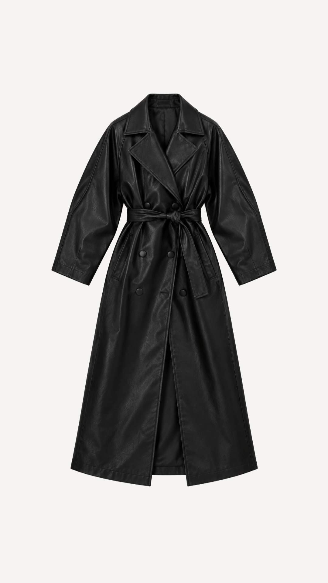 Trench Long Similicuir Noir