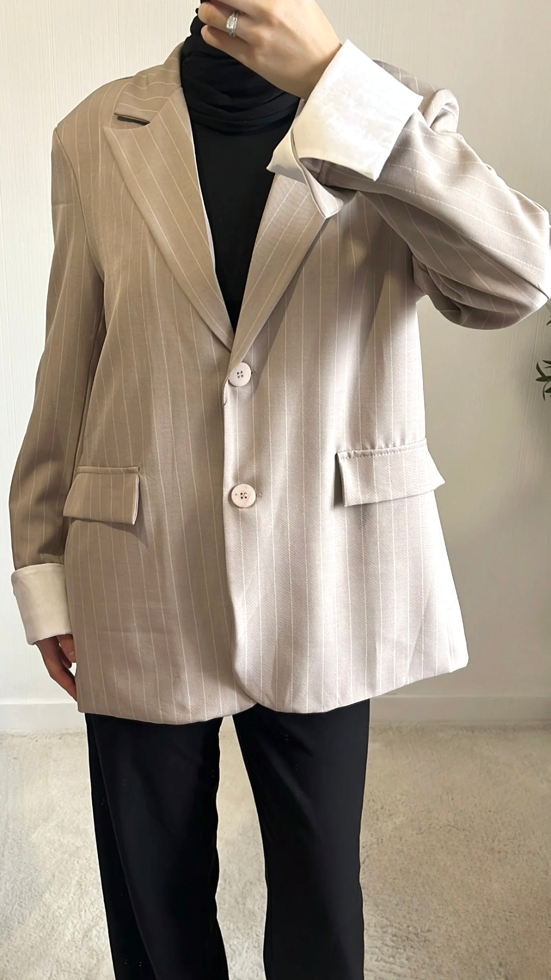 Blazer Rayé Beige Oversize