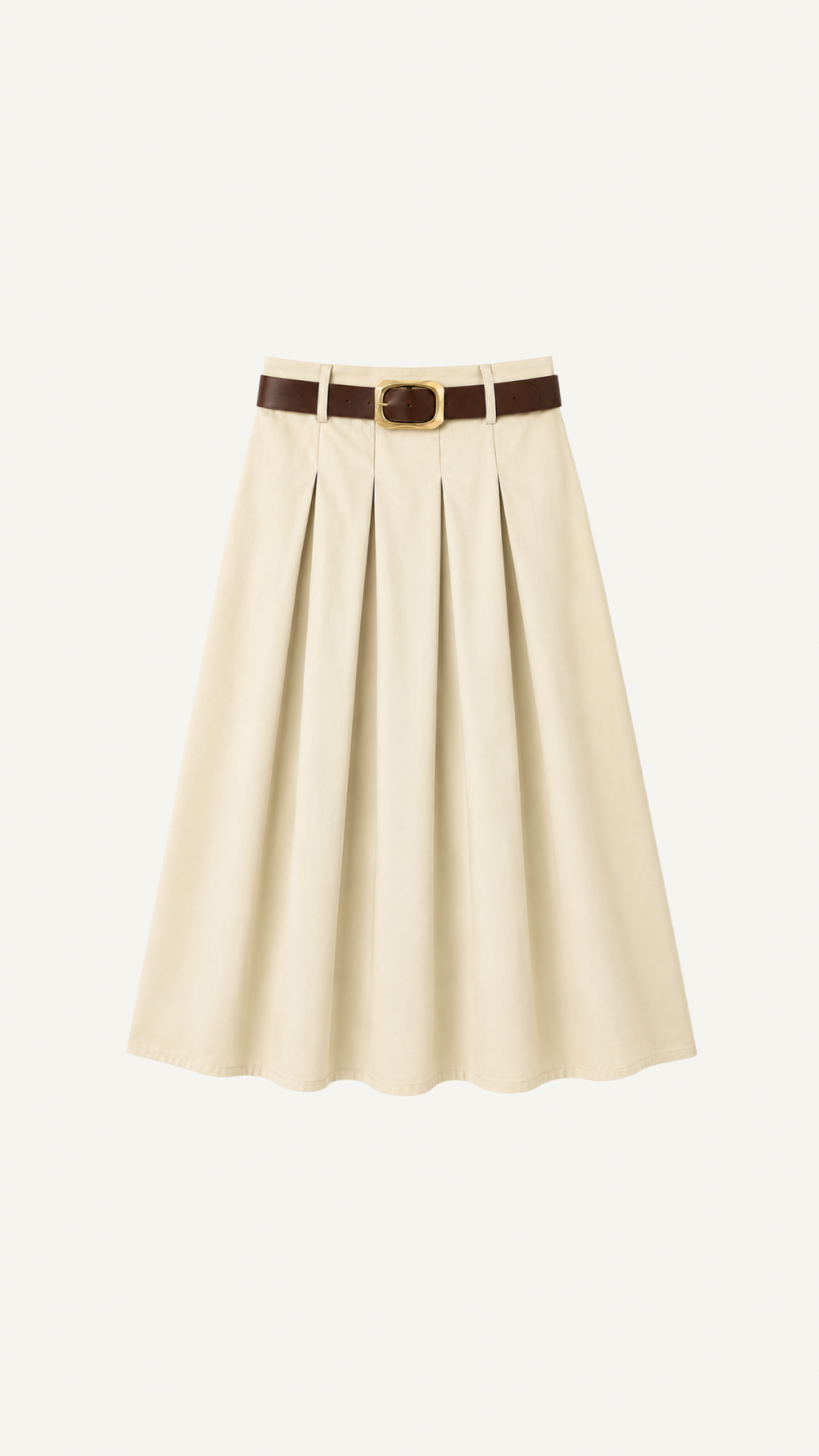 Jupe Beige Taille Haute & Ceinture