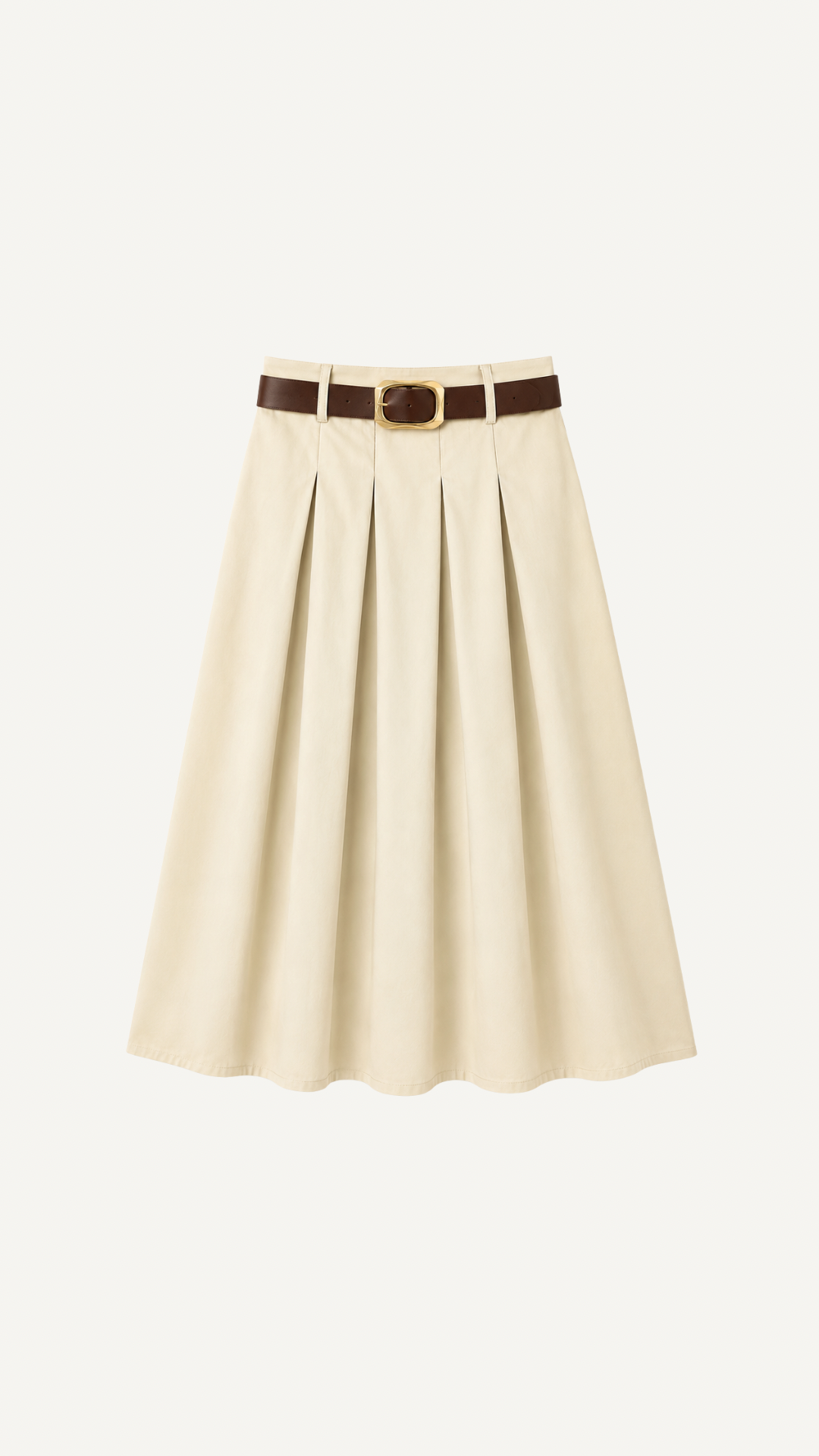 Jupe Beige Taille Haute & Ceinture