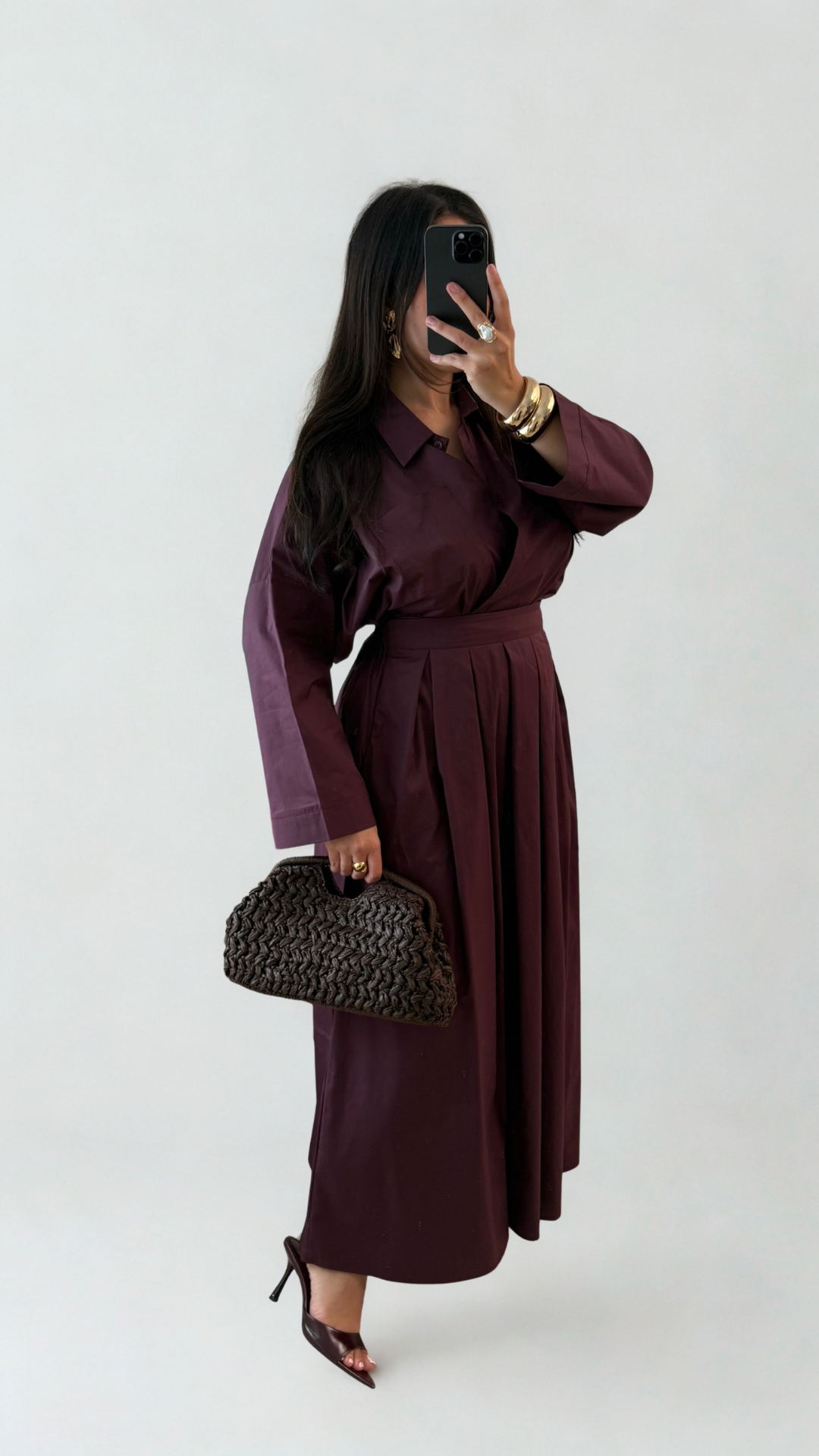 Ensemble fluide bordeaux élégant