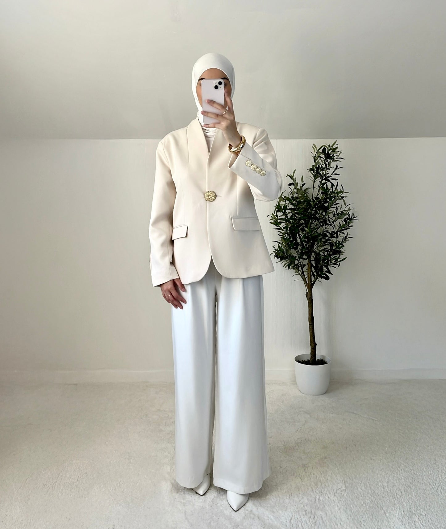 Pantalon large blanc