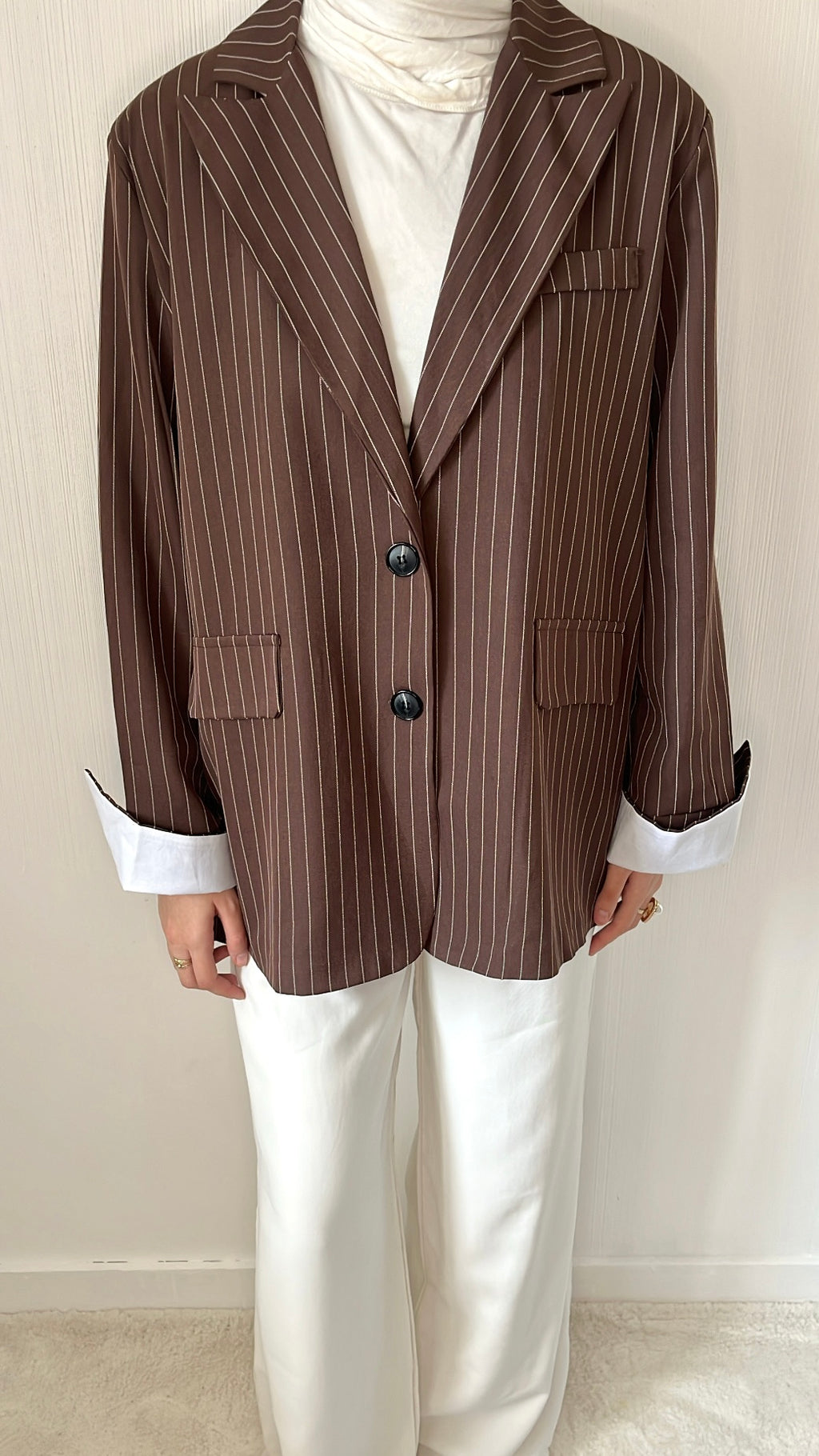 Blazer Rayé Marron Oversize