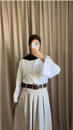 Jupe Beige Taille Haute & Ceinture