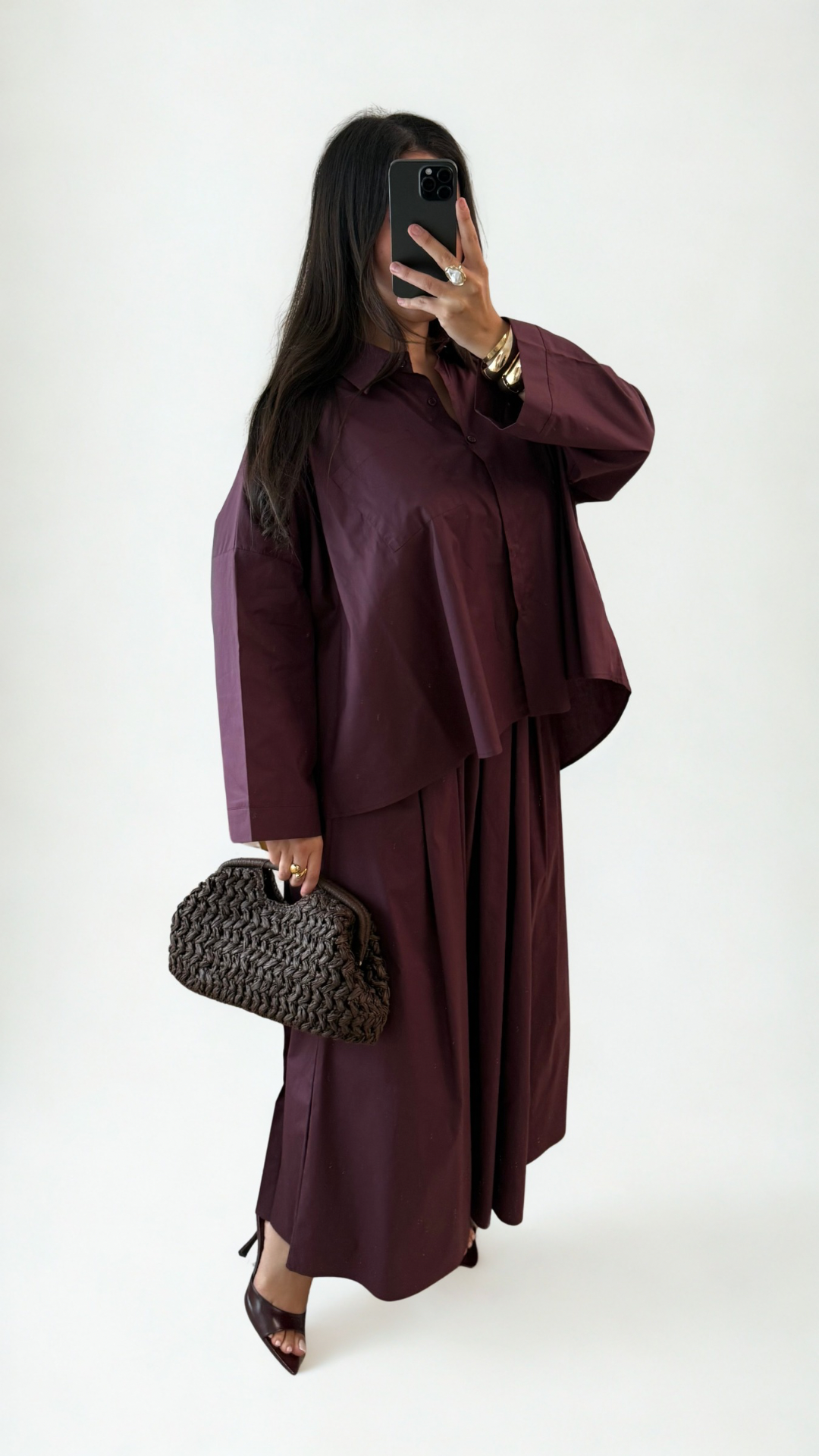 Ensemble fluide bordeaux élégant