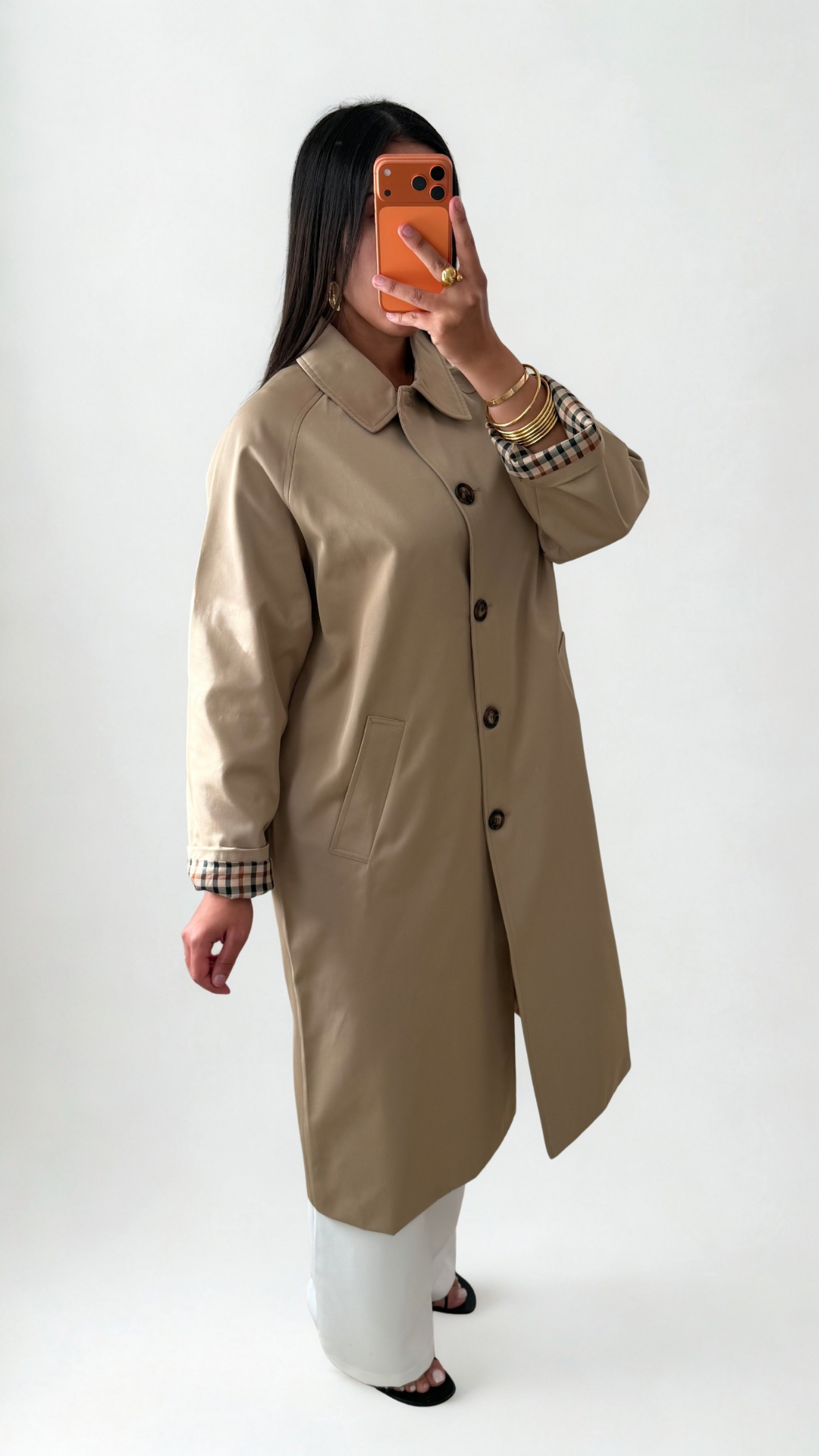 Manteau long beige élégant
