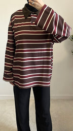 Polo Rayé Essentiel Marron