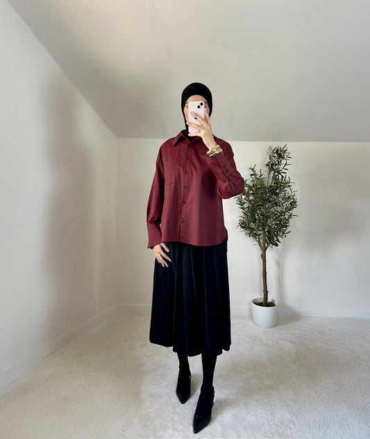 Chemise oversize bordeaux