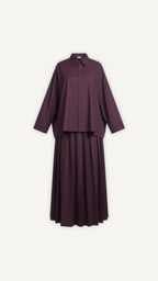 Ensemble fluide bordeaux femme Myraida | chemise large et jupe