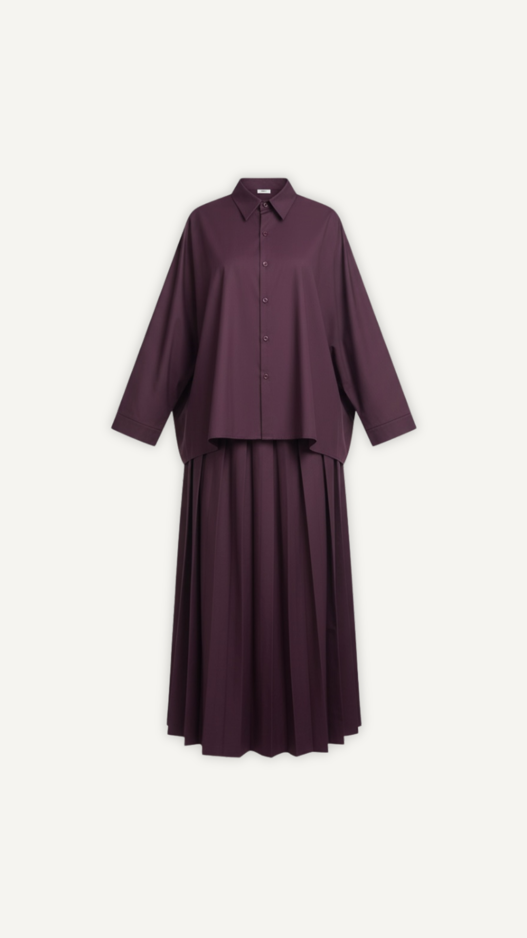 Ensemble fluide bordeaux femme Myraida | chemise large et jupe