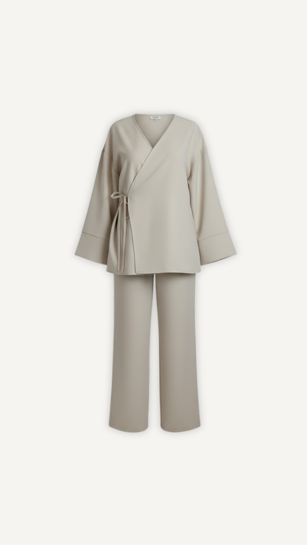 Ensemble kimono beige femme Myraida | Tenue fluide coordonnée