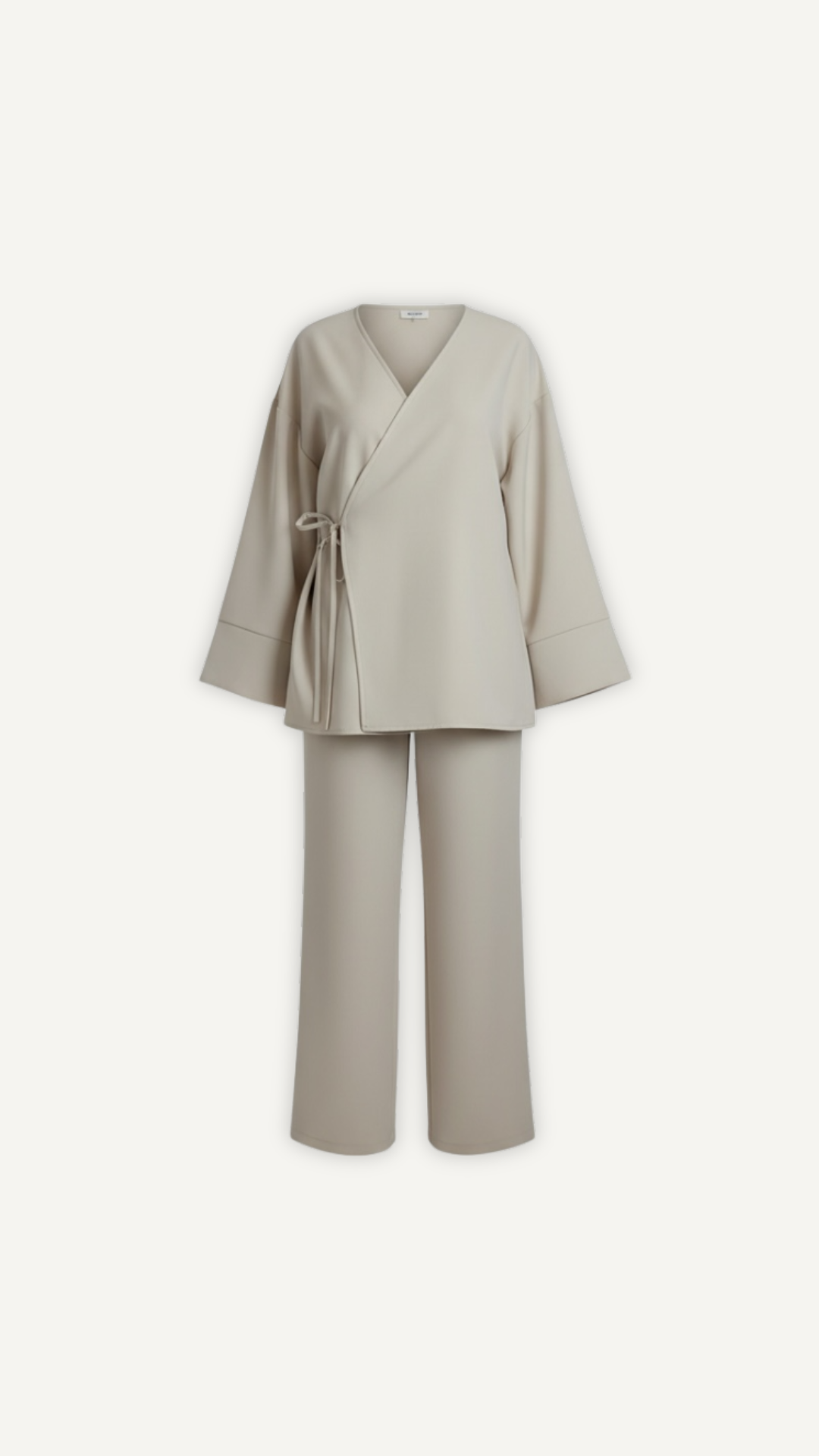Ensemble kimono beige femme Myraida | Tenue fluide coordonnée