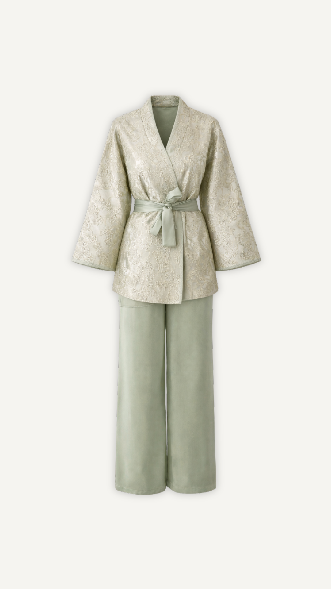 Ensemble Layan vert femme Myraïda | Coupe élégante moderne brocart
