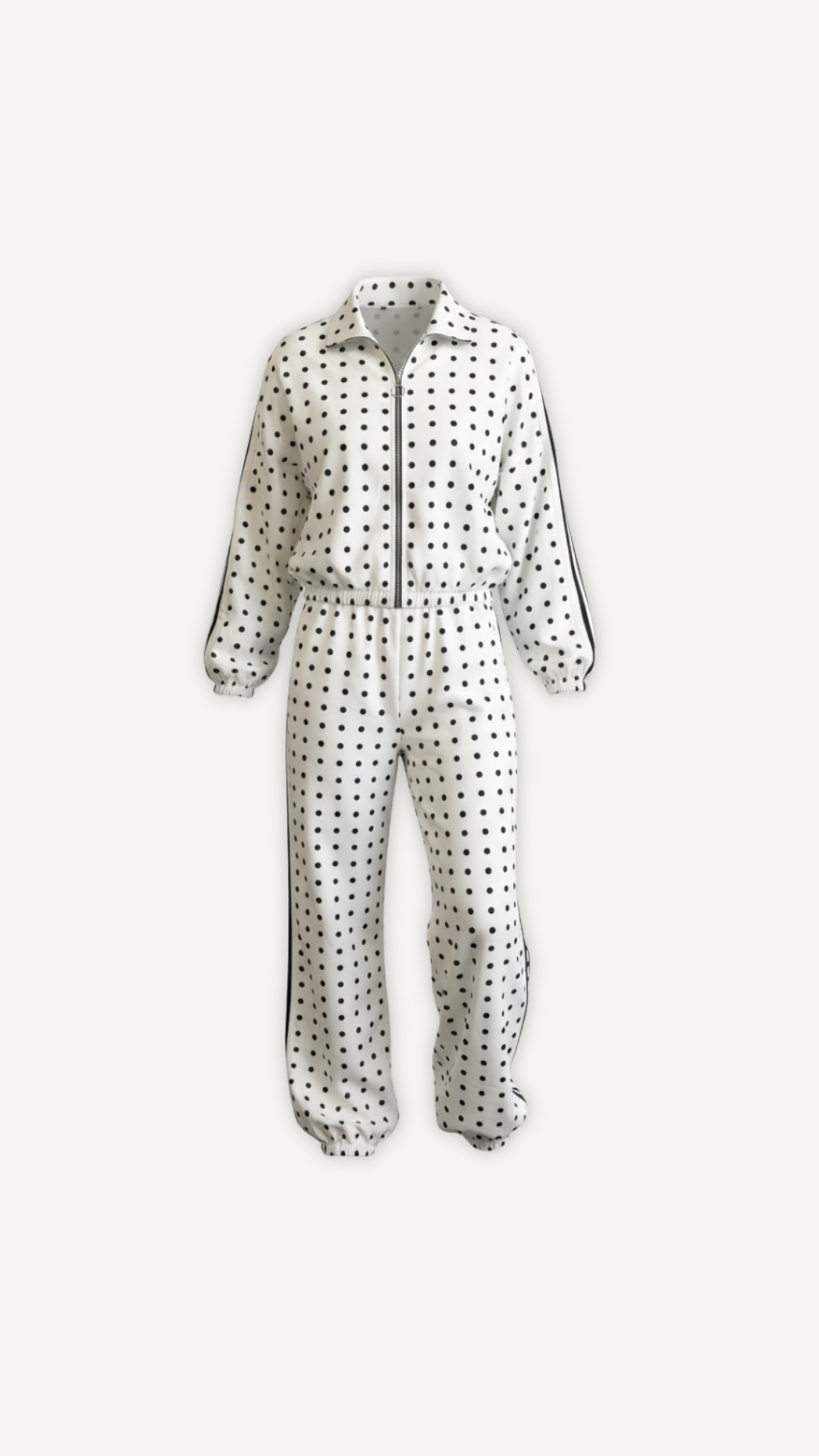 Ensemble femme à pois Myraida | Haut et pantalon coordonnés motif rétro