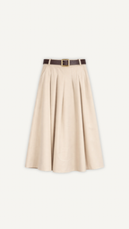 Jupe longue fluide beige femme Myraïda | Mouvement élégant
