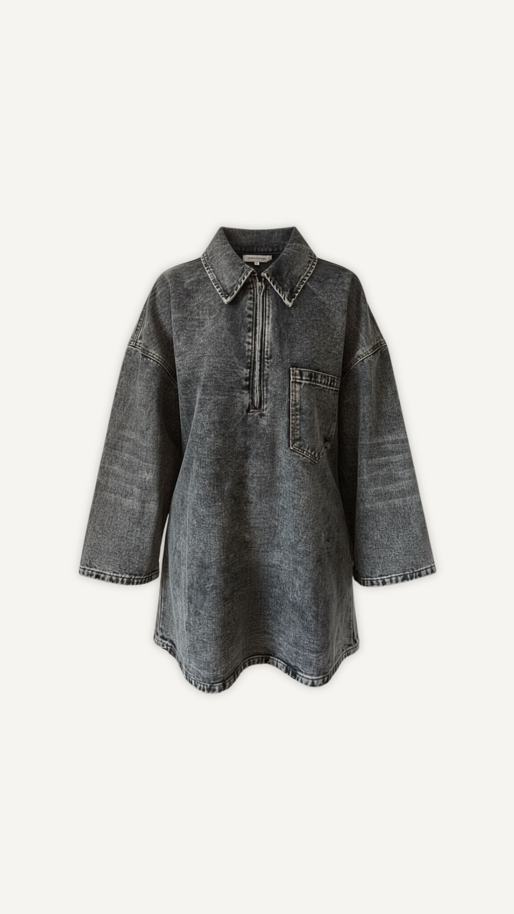 Tunique jean noir large femme Myraïda | Coupe oversize moderne