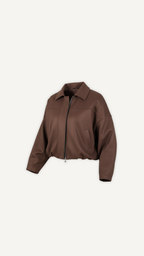 Veste en suédine marron femme Myraida | Touché velours et coupe courte